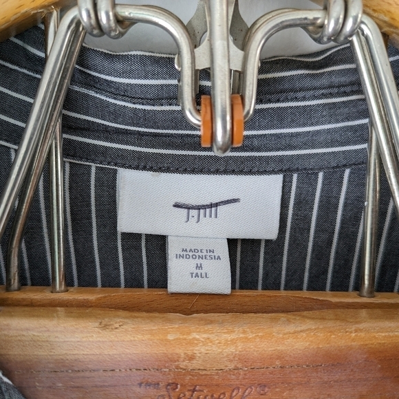 J. Jill Tunic Shirt Women's Medium T Gray White Stripe Button Up Collar New - Picture 5 of 8